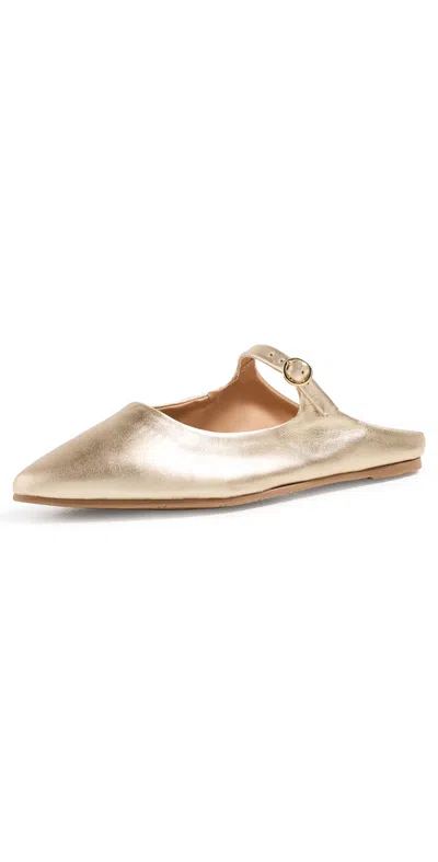 Beek Swallow Flat Mules Gold