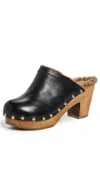 Beek Woodpecker Shearling Clogs Black/bronze Shearling In Black