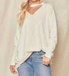 Beeson River Keyhole Neck Sweater In Cream Ivory In Multi