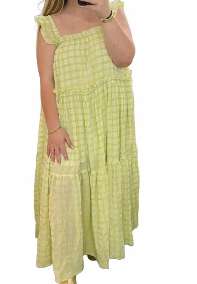 Beeson River Lauren Gingham Maxi Dress In Lime In Green