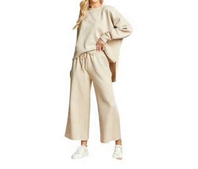 Beeson River Women's Solid Textured Matching Set In Taupe In Grey