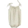 Beet World Baby Romper With Smocked Neck In Pastel Green And Peach