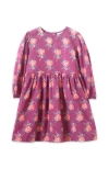 Beet World Girls' Long Sleeve Dress With Floral Motif In Purple & Red