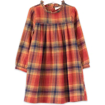 Beet World Kids'  Girls' Long Sleeve Plaid Flannel Dress | Orange Check
