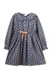 Beet World Babies'  Girls' Long Sleeves Dress With Velvet Tie In Orange Floral