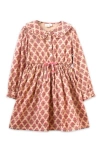 Beet World Girls' Long Sleeves Dress With Velvet Tie In Vintage Pink