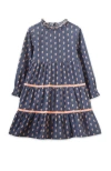 Beet World Toddler Girls' Long Sleeves Tiered Skirt Dress With Velvet Trim | Orange Floral In Black And Orange