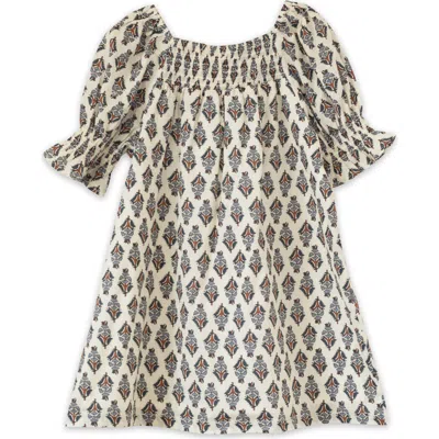 Beet World Kids'  Girls Olivia Dress With Smocking In Teal Blue And Brown
