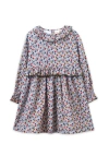 Beet World Kids'  Girls' Ruffle Collar Long Sleeve Dress In Blue And Mustard