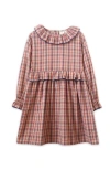 Beet World Girls' Ruffle Collar Long Sleeve Dress In Red And Blue