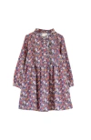 Beet World Long Sleeves Dress With Front Ruffle In Multi