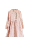 Beet World Long Sleeves Dress With Front Ruffle In Pink