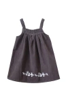 Beet World Toddler Pinafore Corduroy Dress With Embroidery | Gray & White In Gray