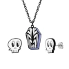 Beetlejuice Jewelry Set, Skull Stud Earrings And Coffin Necklace,16"+3" In Multi
