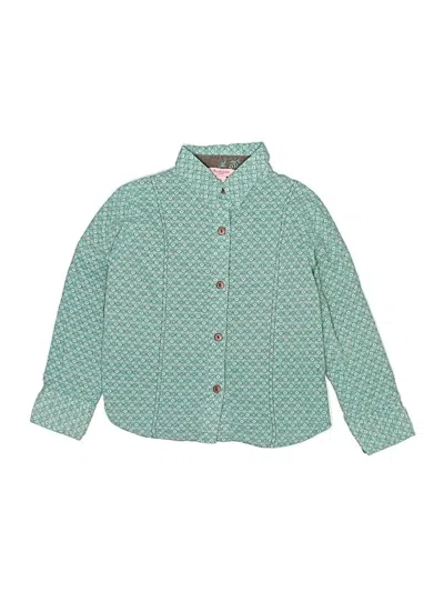 Pre-owned Beetlejuice Kids' Long Sleeve Button Down Shirt In Teal