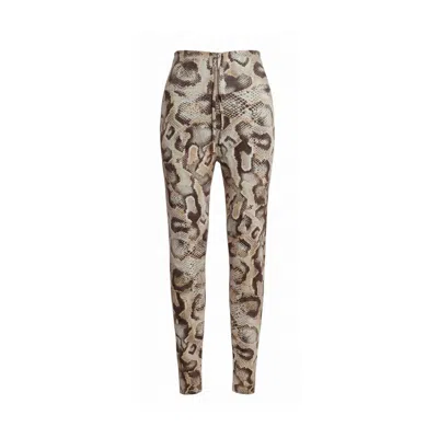 Befitnesslou Women's Beige Snake Animal Print Legging In Neutral