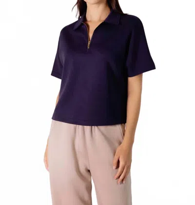 Before You Butter Quarter Zip Top In Navy In Blue