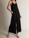 Before You Buttermilk Collection V-neck Wide Leg Jumpsuit In Black In Black