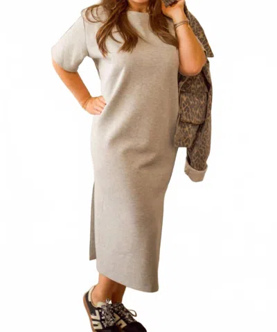Before You Collection Butter Modal Midi Shirt Dress In Heather Grey In Gray