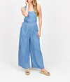 Before You Collection Chambray Overalls In Medium Wash In Multi