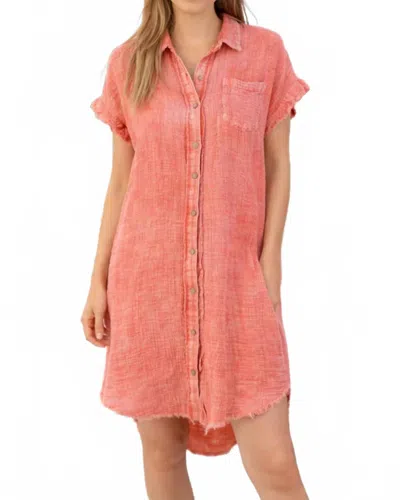 Before You Collection Coast Gauze Shirt Dress In Sunset In Pink