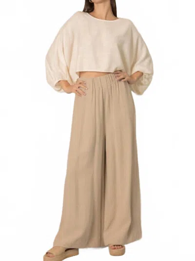 Before You Collection Cropped Linen Top In Ivory In Multi