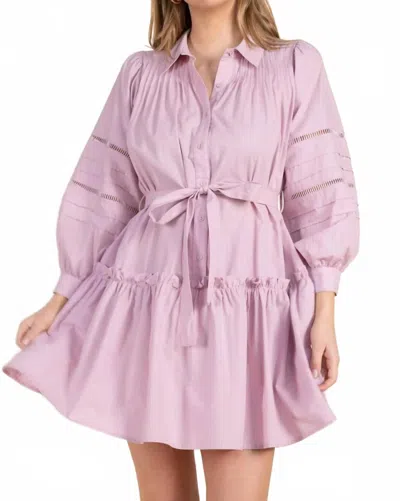 Before You Collection Eyelet Balloon Sleeve Dress In Lavender Fog In Purple