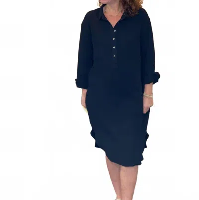 Before You Collection Gauze Button Up Shirtdress In Black