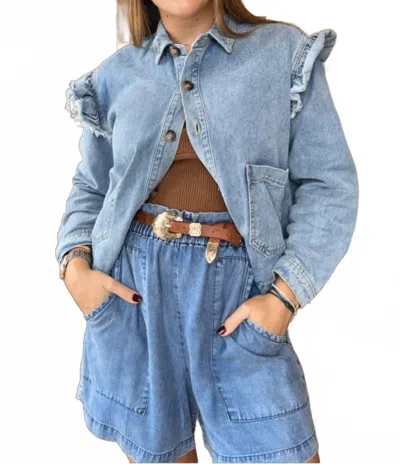 Before You Collection High Waisted Denim Shorts In Blue