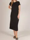 Before You Collection Knit Short Sleeve Midi Dress In Black In Black