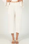 Before You Collection Linen Culotte Pants In Ivory In Multi