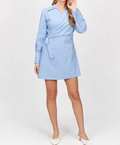 Before You Collection Mid-weight Poplin Wrap Shirt Dress In Powder Blue