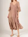 Before You Collection Mineral Wash Button Up Midi Dress In Plum In Pink