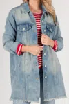 Before You Collection Oversized Denim Jacket In Medium Wash In Multi