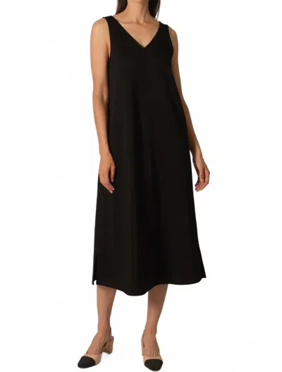Before You Collection Paula Modal V-neck Sleeveless Midi Dress In Black