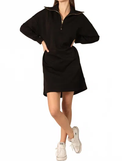 Before You Collection Quarter Zip Sweatshirt Dress In Black