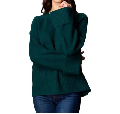 Before You Collection Round Neck Wide Sleeve With Folded Cuff Sweater In Green
