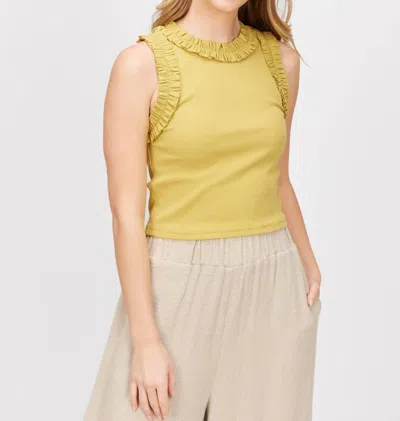 Before You Collection Ruffle Ribbed Tank Top In Tealeaf