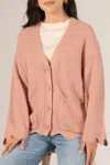 Before You Collection Scalloped Hem Cardigan In Pink In Pink