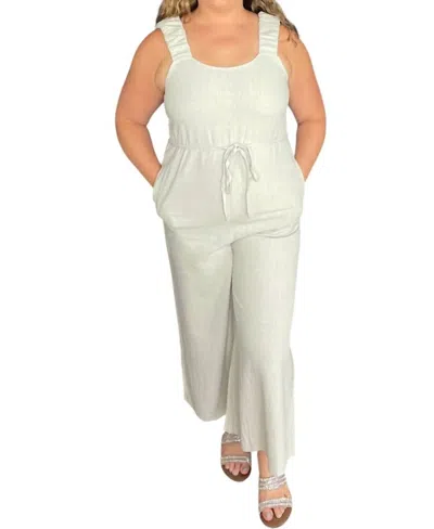 Before You Collection Scrunchie Strap Culotte Jumpsuit In Light Khaki In White
