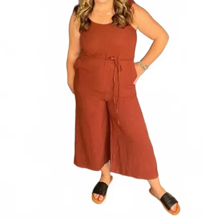 Before You Collection Scrunchie Strap Culotte Jumpsuit In Rust In Brown