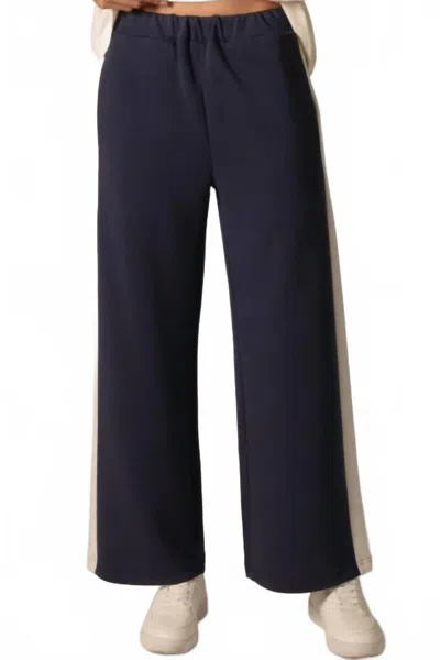 Before You Collection Side Stripe Wide Leg Pant In Navy / White Stripe