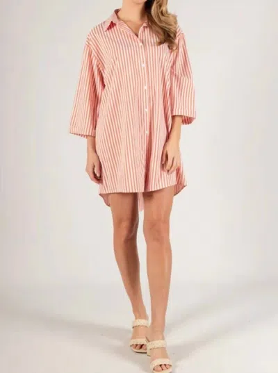 Before You Collection Simone Striped Shirt Dress In Orange Creamsicle