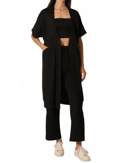Before You Collection Sofia Modal Contrast Cardigan In Black
