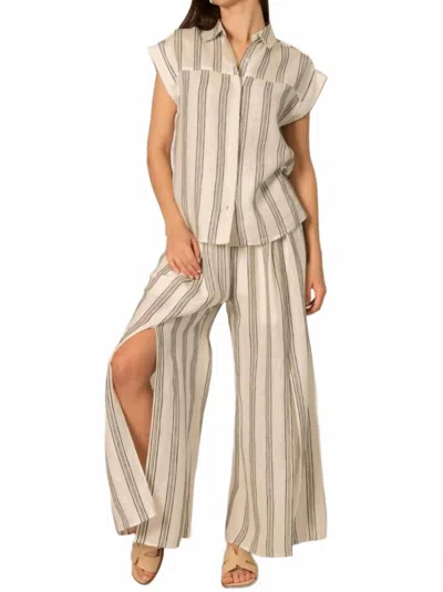 Before You Collection Striped Linen Shirt In Ivory In Neutral