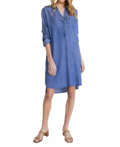 Before You Collection Tencel Fabric Knee Length Dress In Blue