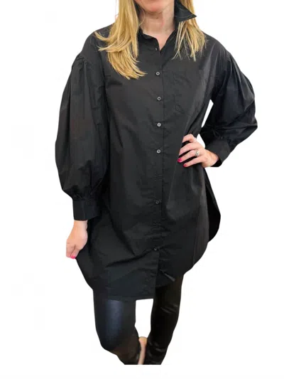 Before You Collection Tunic Button Down Shirt Dress In Black