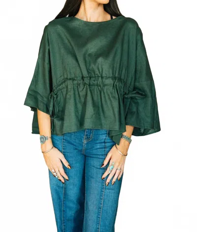 Before You Collection Washed Linen Tie Top In Green