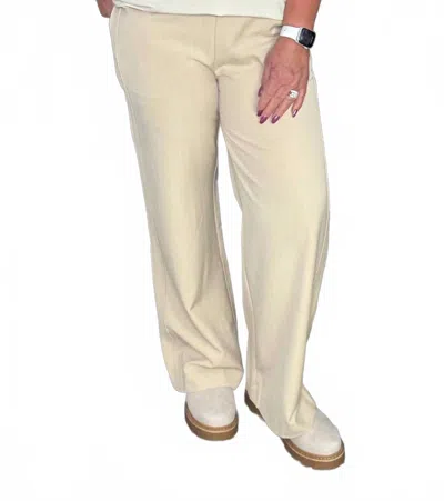 Before You Collection Wide Leg Side Detail Pants In Beige In Sand