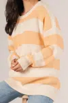 Before You Colorblock Stripe Oversized Sweater In Beige/tangerine In Multi